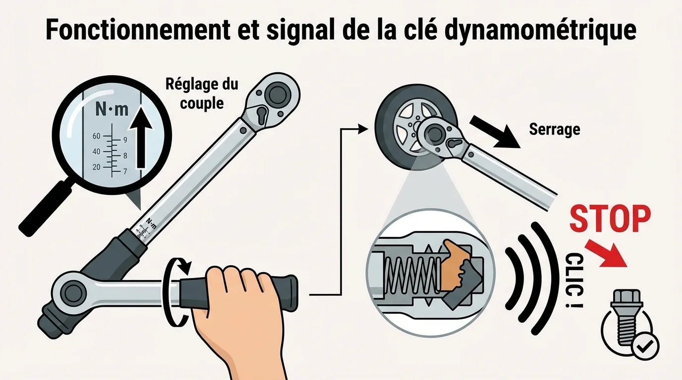 Fonctionnement et signal de la clé dynamométrique