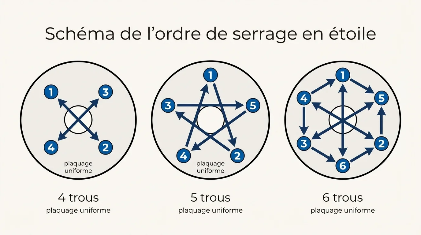 Schéma de l'ordre de serrage en étoile