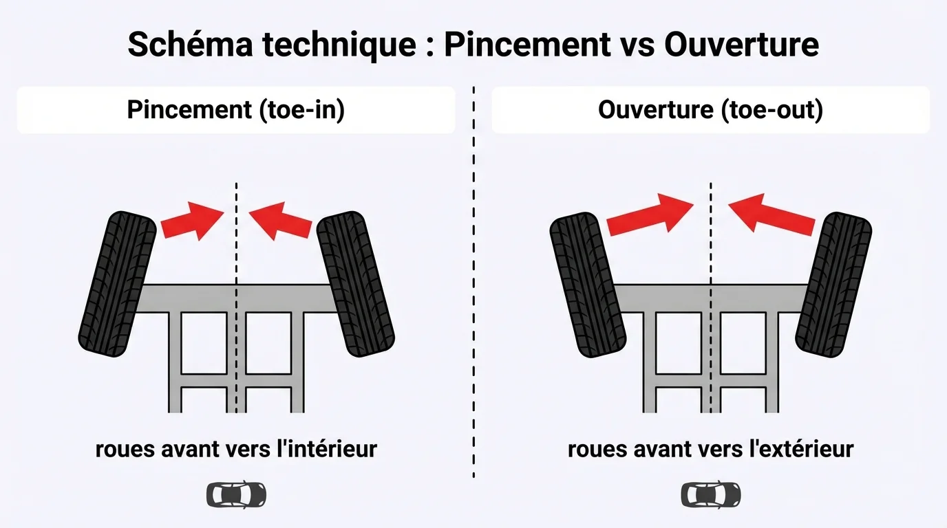 Schéma technique : Pincement vs Ouverture