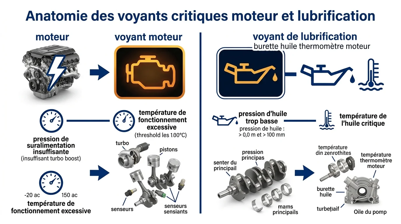 Anatomie des voyants critiques moteur et lubrification