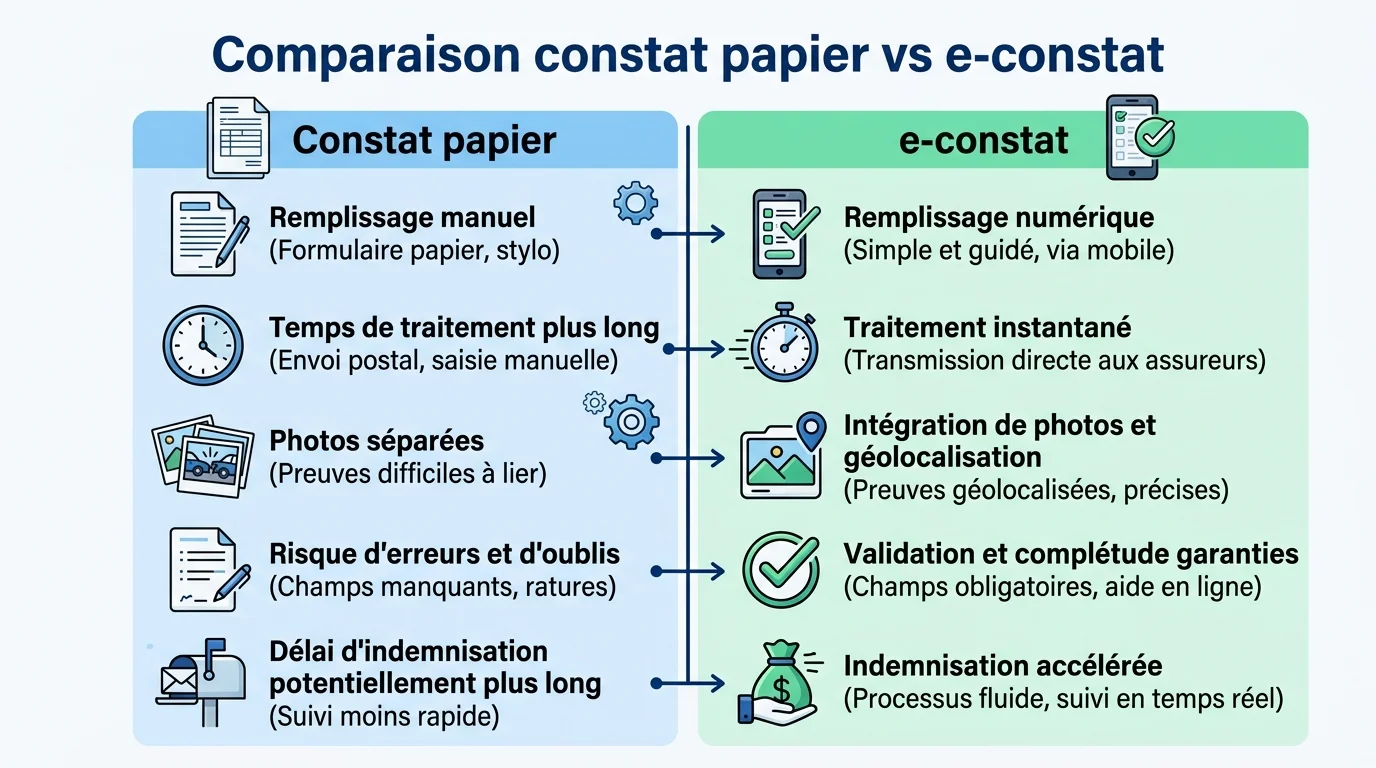 Comparaison constat papier vs e-constat