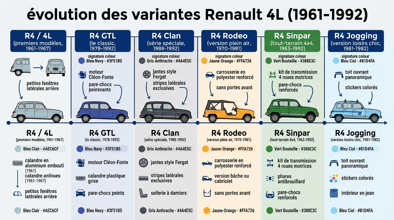 Évolution des variantes Renault 4L (1961-1992)