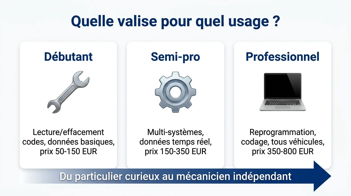 Les 3 niveaux de valises de diagnostic