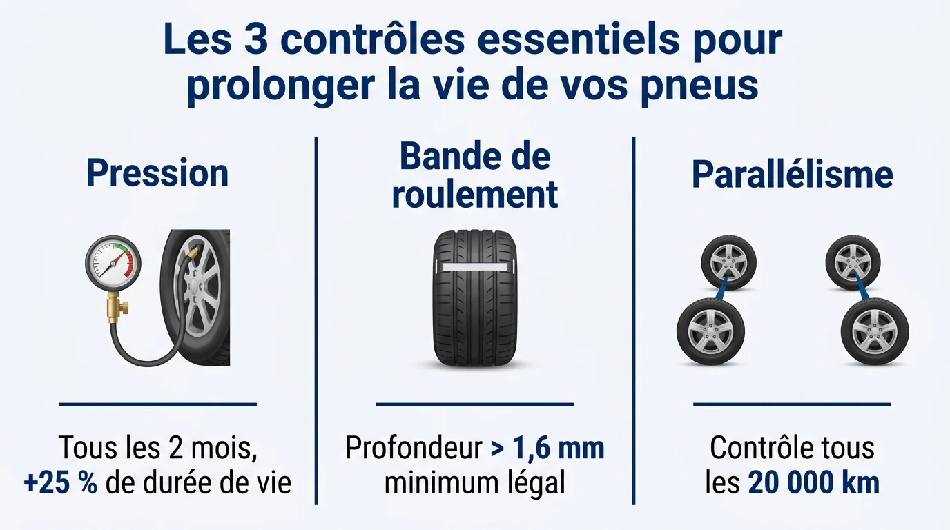 Les 3 contrôles essentiels pour prolonger la vie de vos pneus