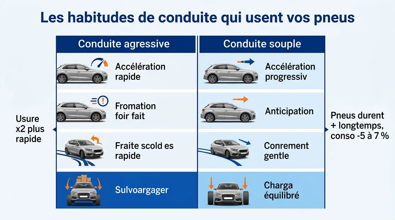 Les habitudes de conduite qui usent vos pneus