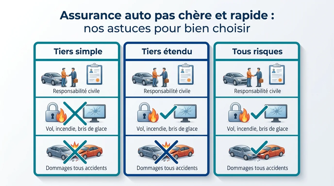 Comparatif des formules tiers, tiers etendu et tous risques