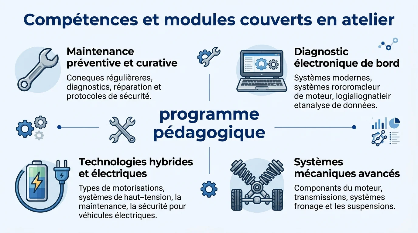 Compétences et modules couverts en atelier