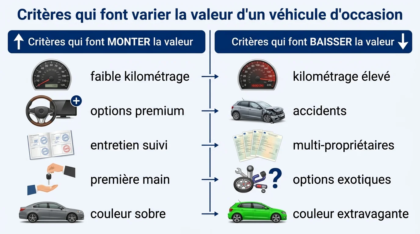 Critères qui font varier la valeur d'un véhicule d'occasion