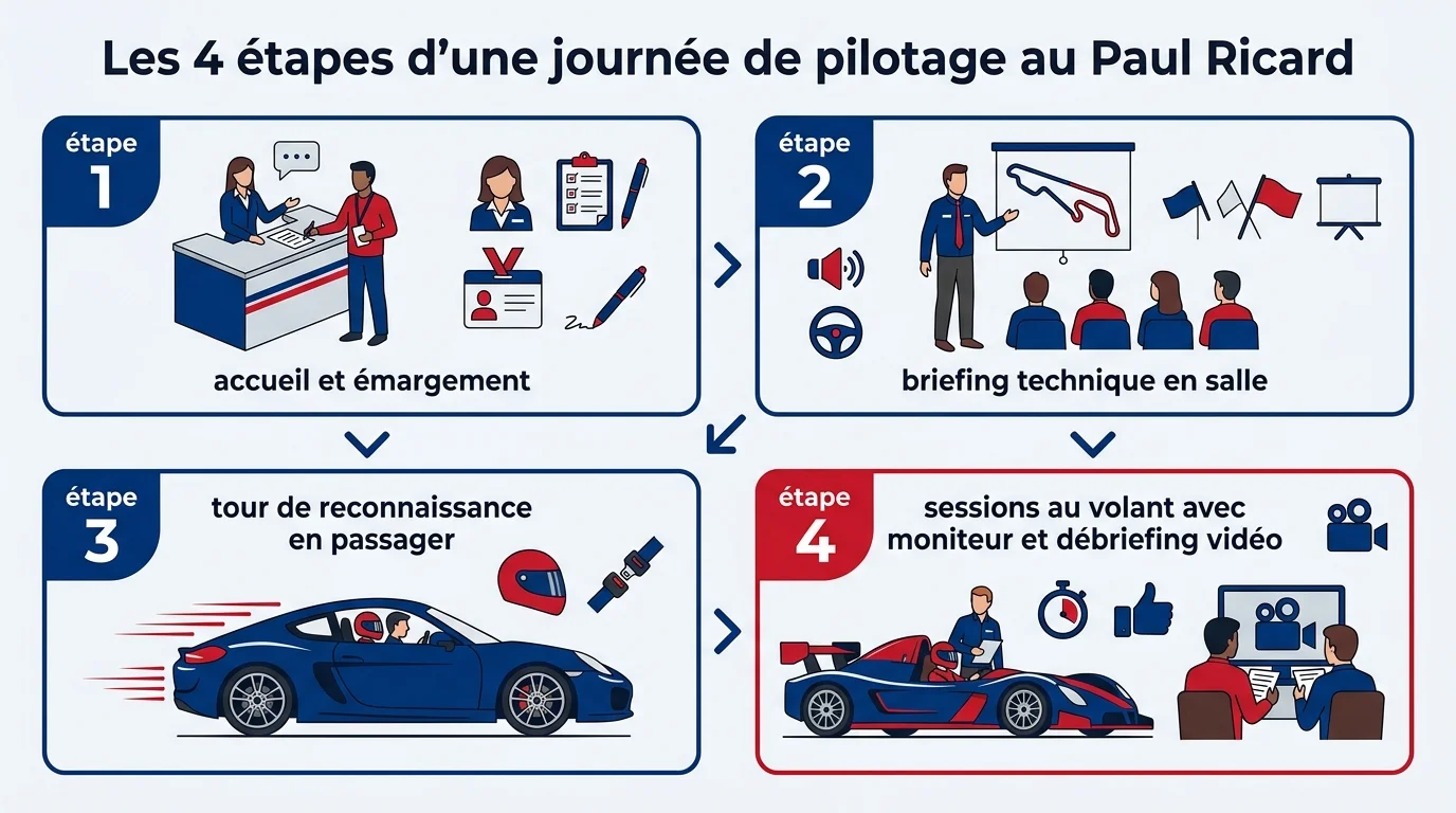 Les 4 étapes d'une journée de pilotage au Paul Ricard