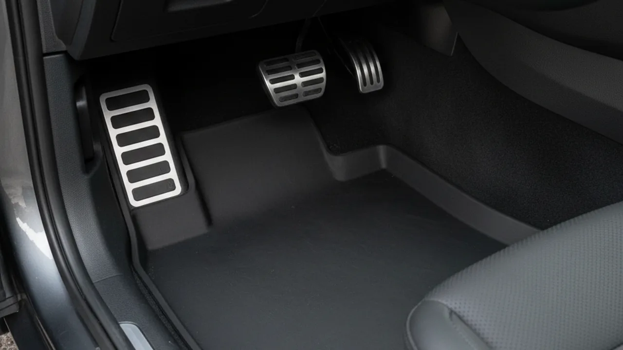 Tapis de voiture antiderapant ajuste autour du pedalier