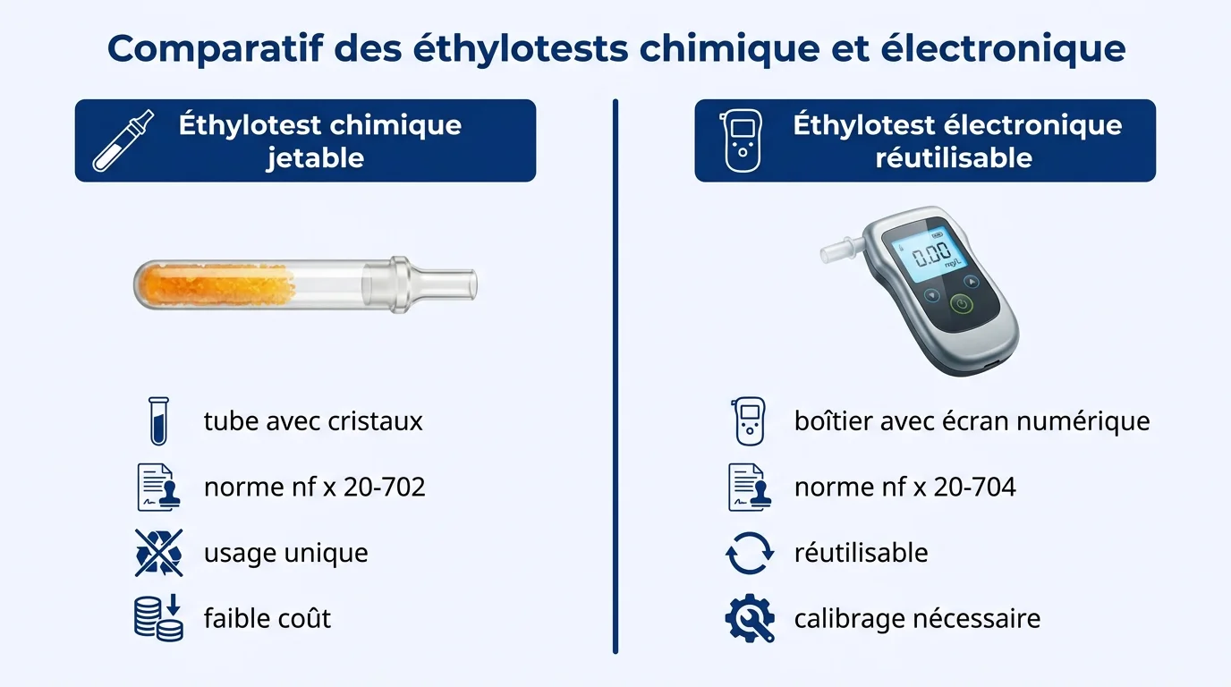 Comparatif des ethylotests chimique et electronique