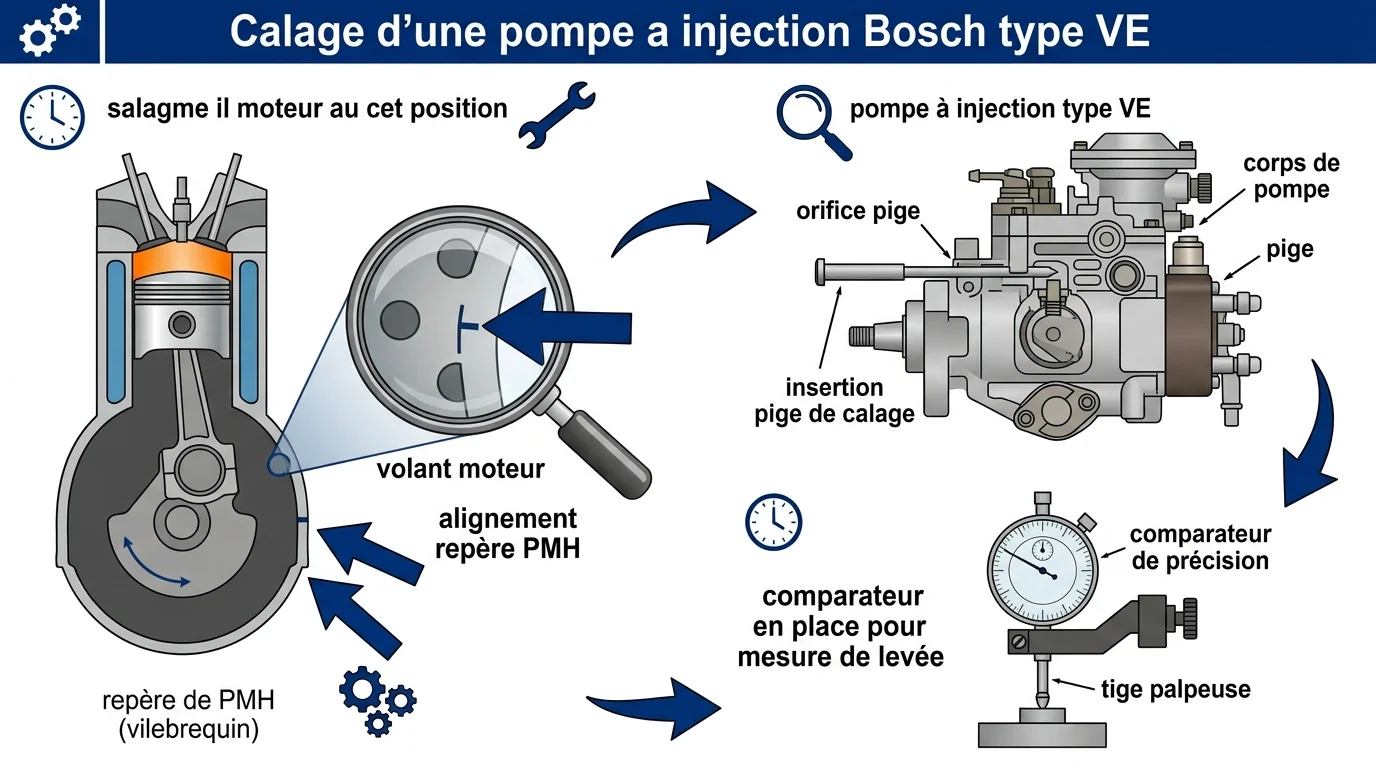 Calage d'une pompe a injection Bosch type VE