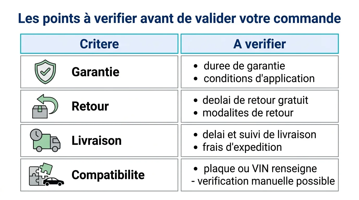 Les points a verifier avant de valider votre commande
