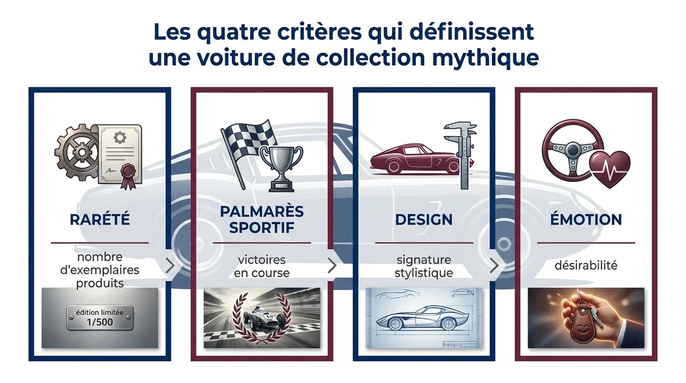 Les quatre criteres qui definissent une voiture de collection mythique