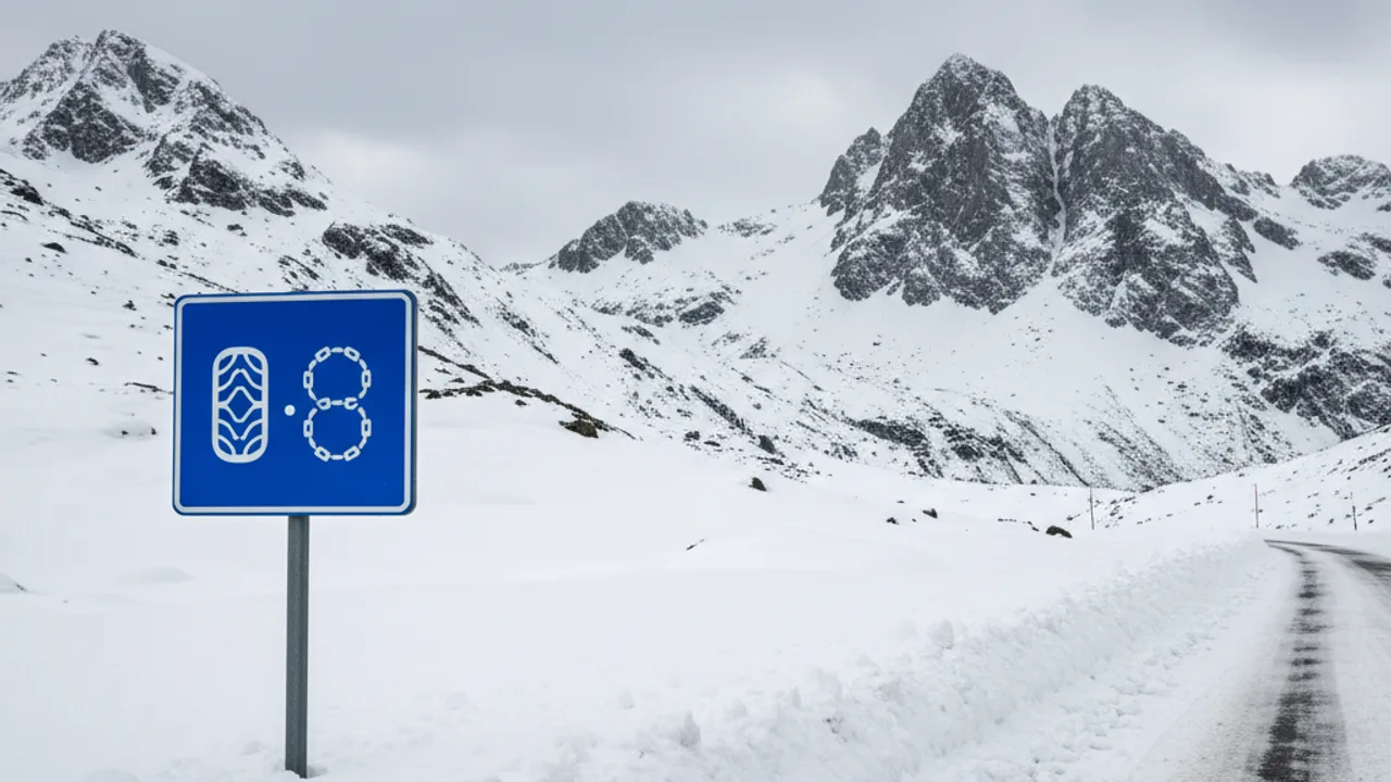 Panneau de signalisation d'obligation d'équipements hiver en zone de montagne