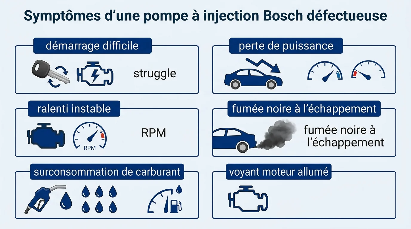 Symptomes d'une pompe a injection Bosch defectueuse