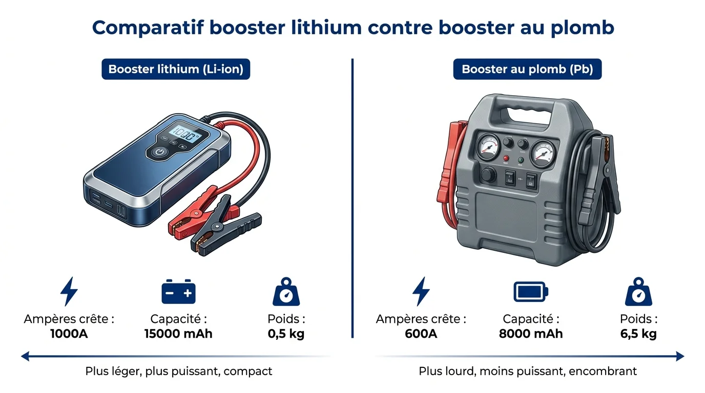 Comparatif booster lithium contre booster au plomb
