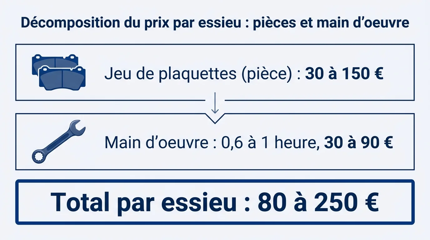 Décomposition du prix par essieu : pièces et main d'oeuvre