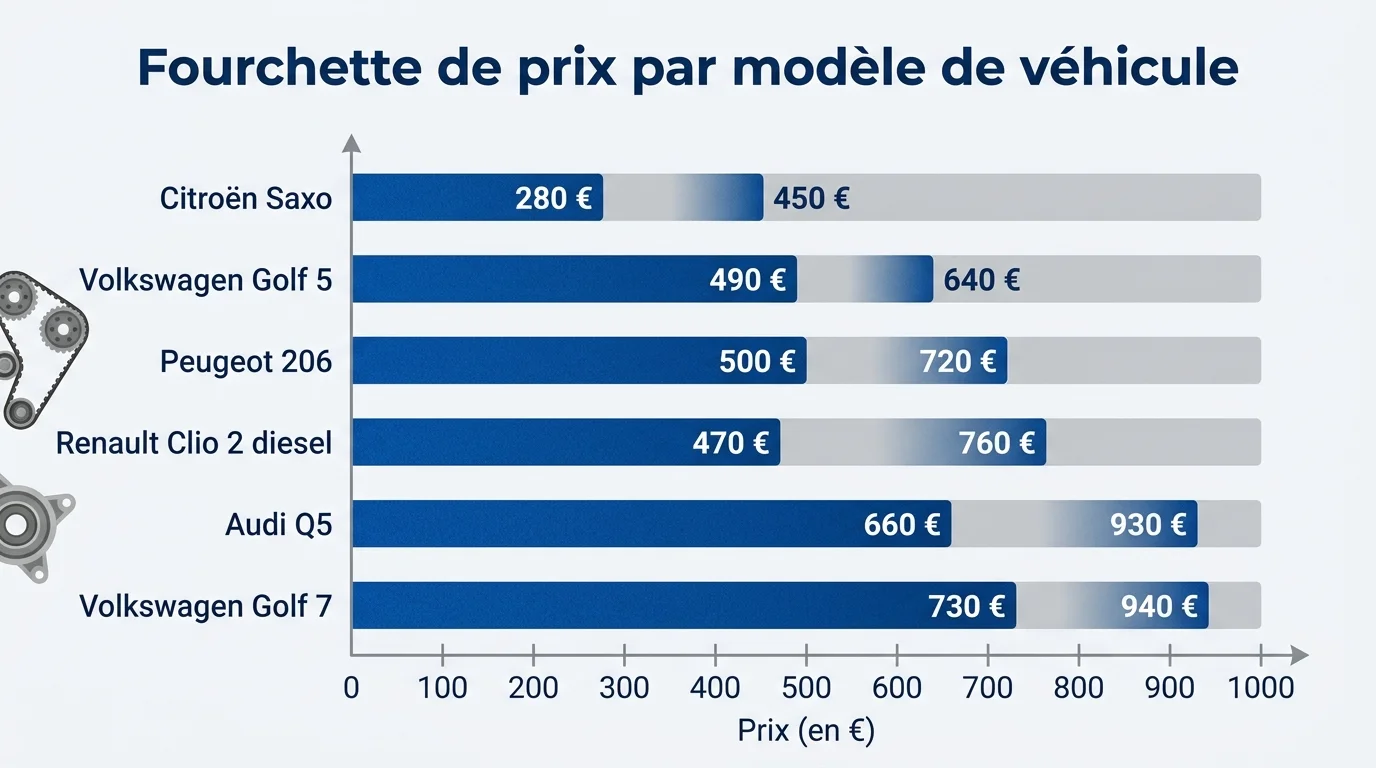 Fourchette de prix par modèle de véhicule