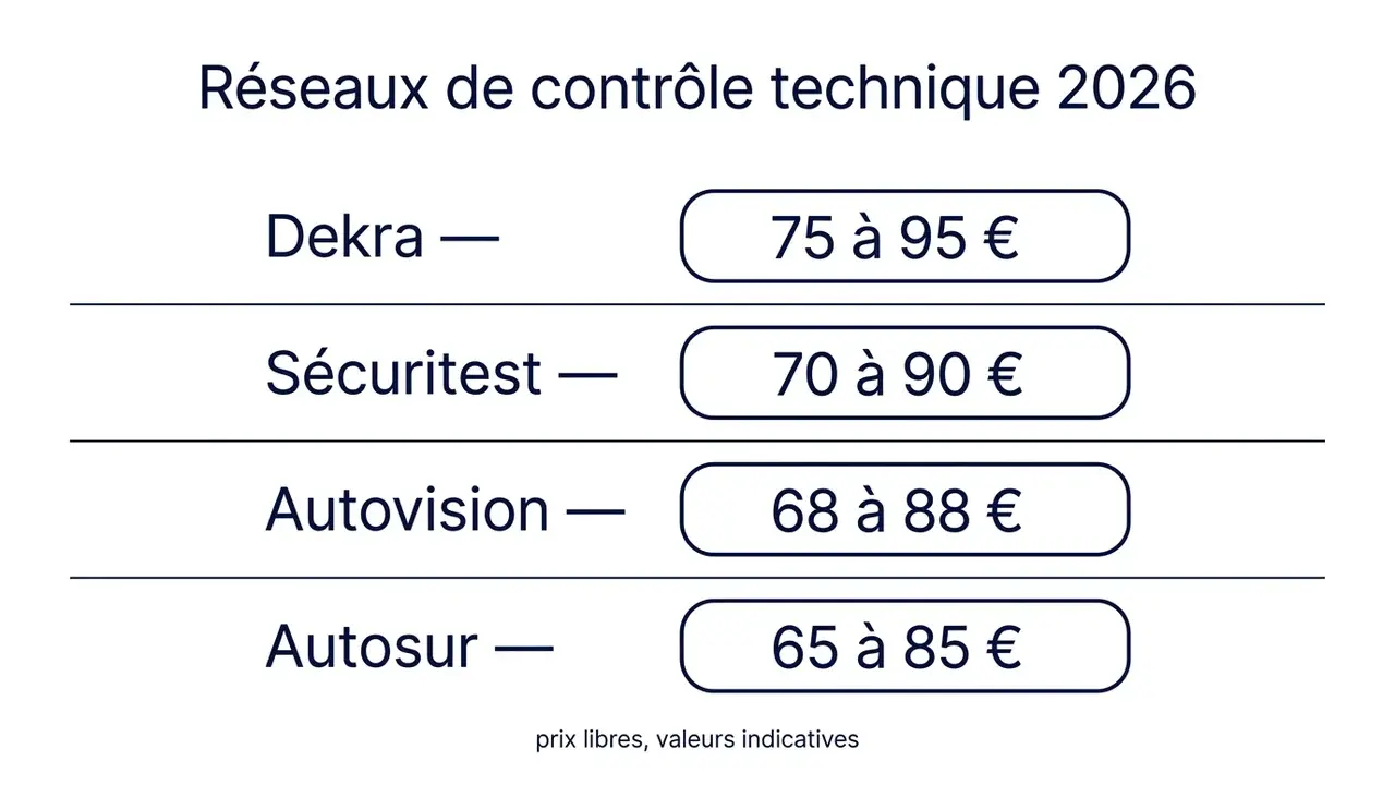 Fourchettes de prix indicatives des grands réseaux
