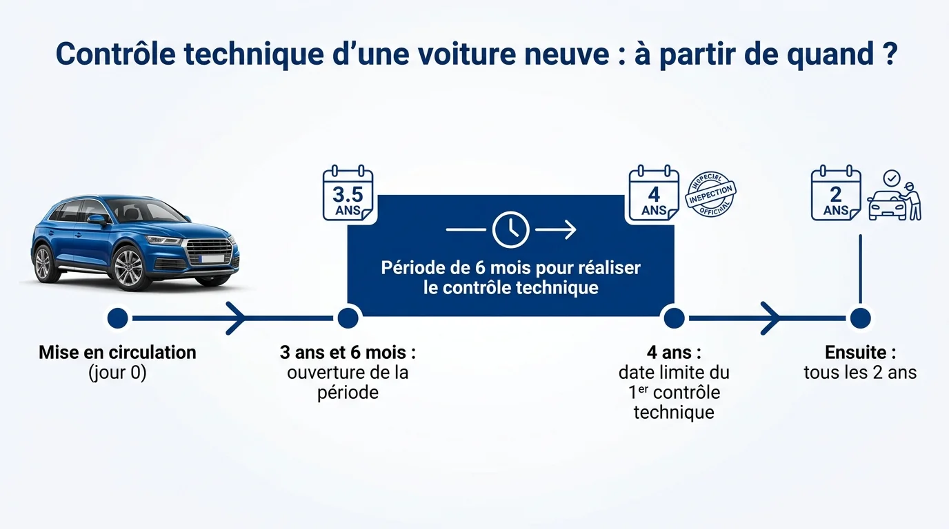 La règle des 4 ans : période d'ouverture et date limite du premier contrôle technique