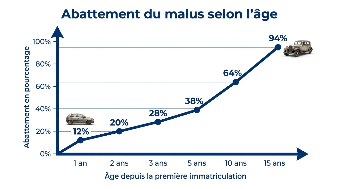 Le taux d'abattement du malus augmente avec l'âge du véhicule