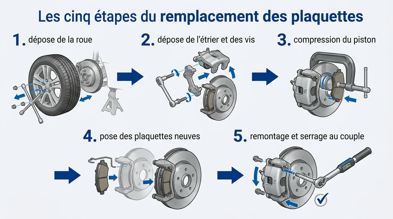 Les cinq étapes du remplacement des plaquettes
