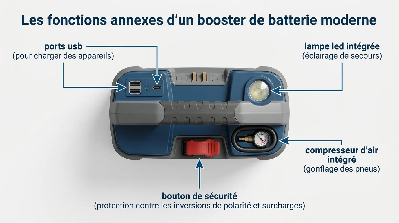 Les fonctions annexes d'un booster de batterie moderne