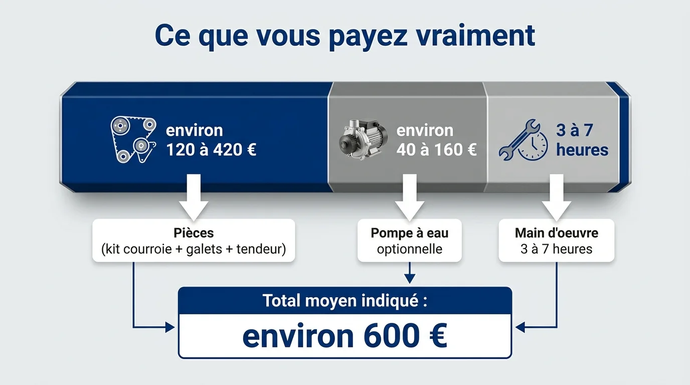 Répartition du coût d'un changement de courroie de distribution
