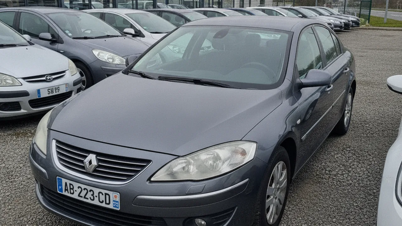 Une voiture d'occasion sur un parc de vente en France