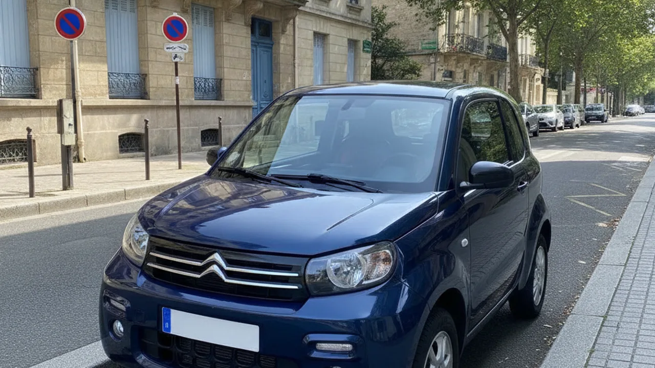 Voiture sans permis garée dans une rue française