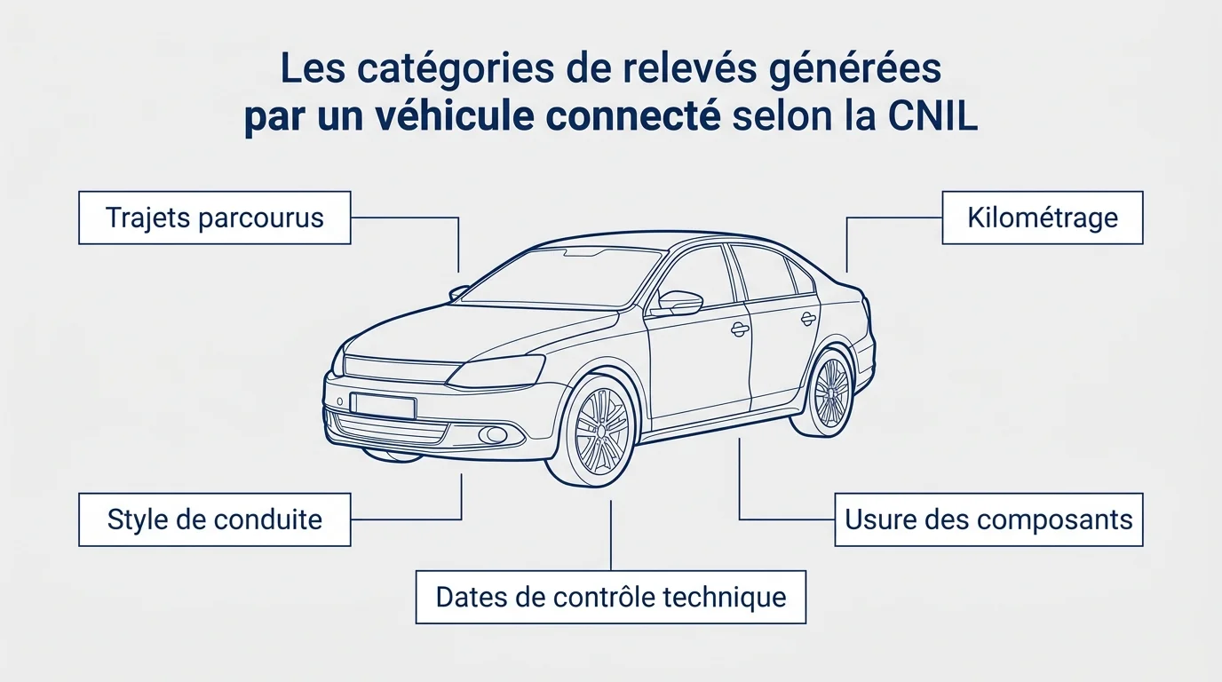 Les catégories de relevés générées par un véhicule connecté selon la CNIL