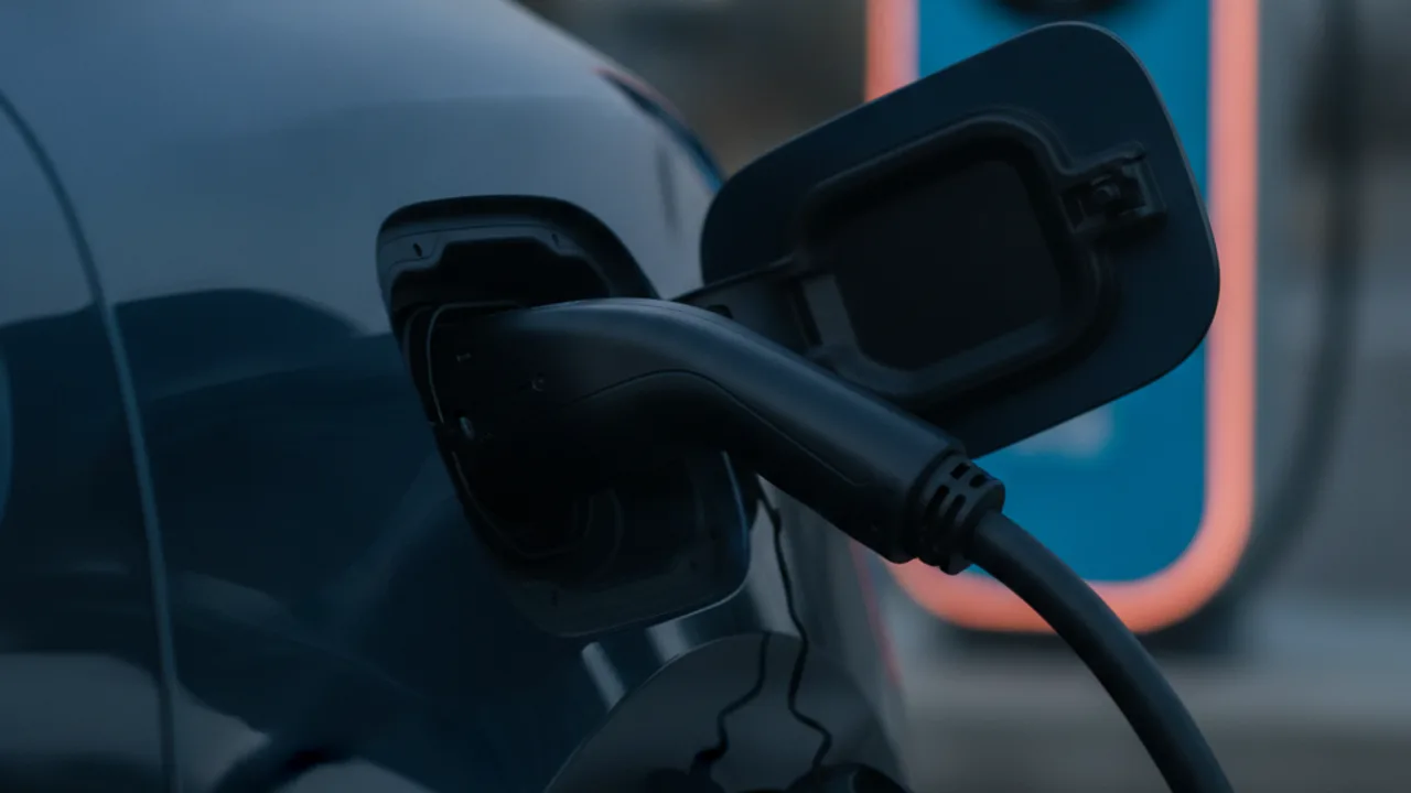 Un connecteur Combo 2 CCS branché sur la trappe de recharge